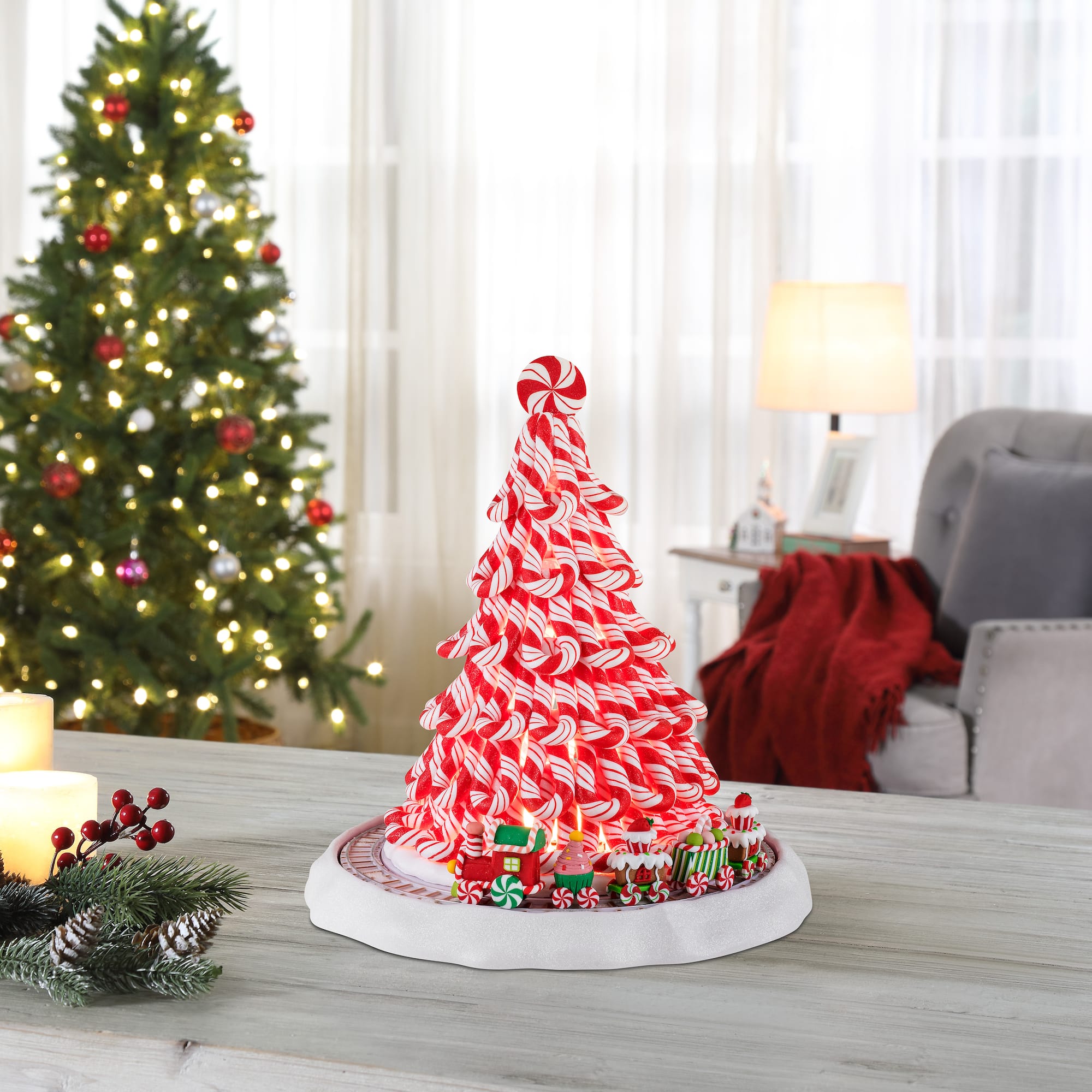 Mr. Christmas 12" Peppermint Tree With Train